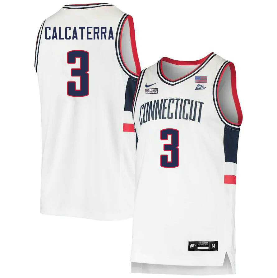 Men #3 Joey Calcaterra Uconn Huskies College 2022-23 Basketball Stitched Jerseys Sale-White
